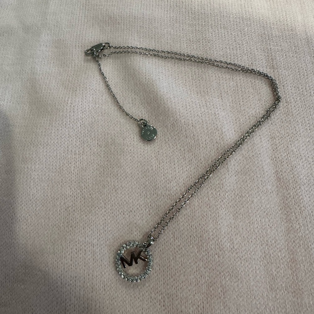 Michael Kors Crystal Ring + Silver Logo Necklace